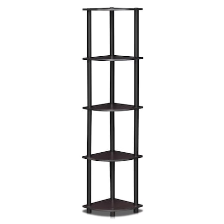 Highkey Turn-N-Tube 5 Tier Corner Display Rack Multipurpose Shelving Unit, Dark Walnut LR656908